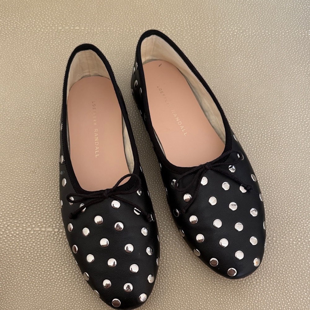 Loeffler Randall Black and White Polka Dot Loafers